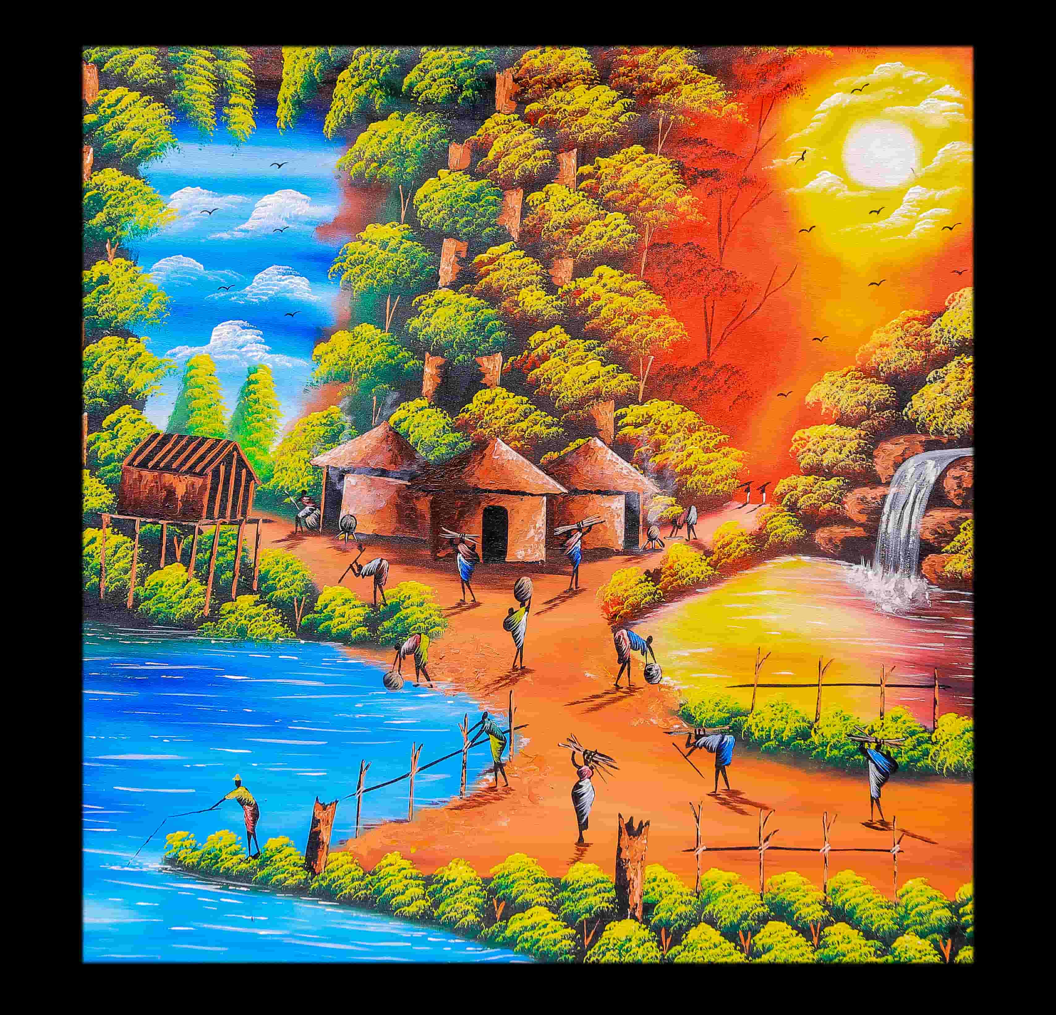 Busy Village at Dust