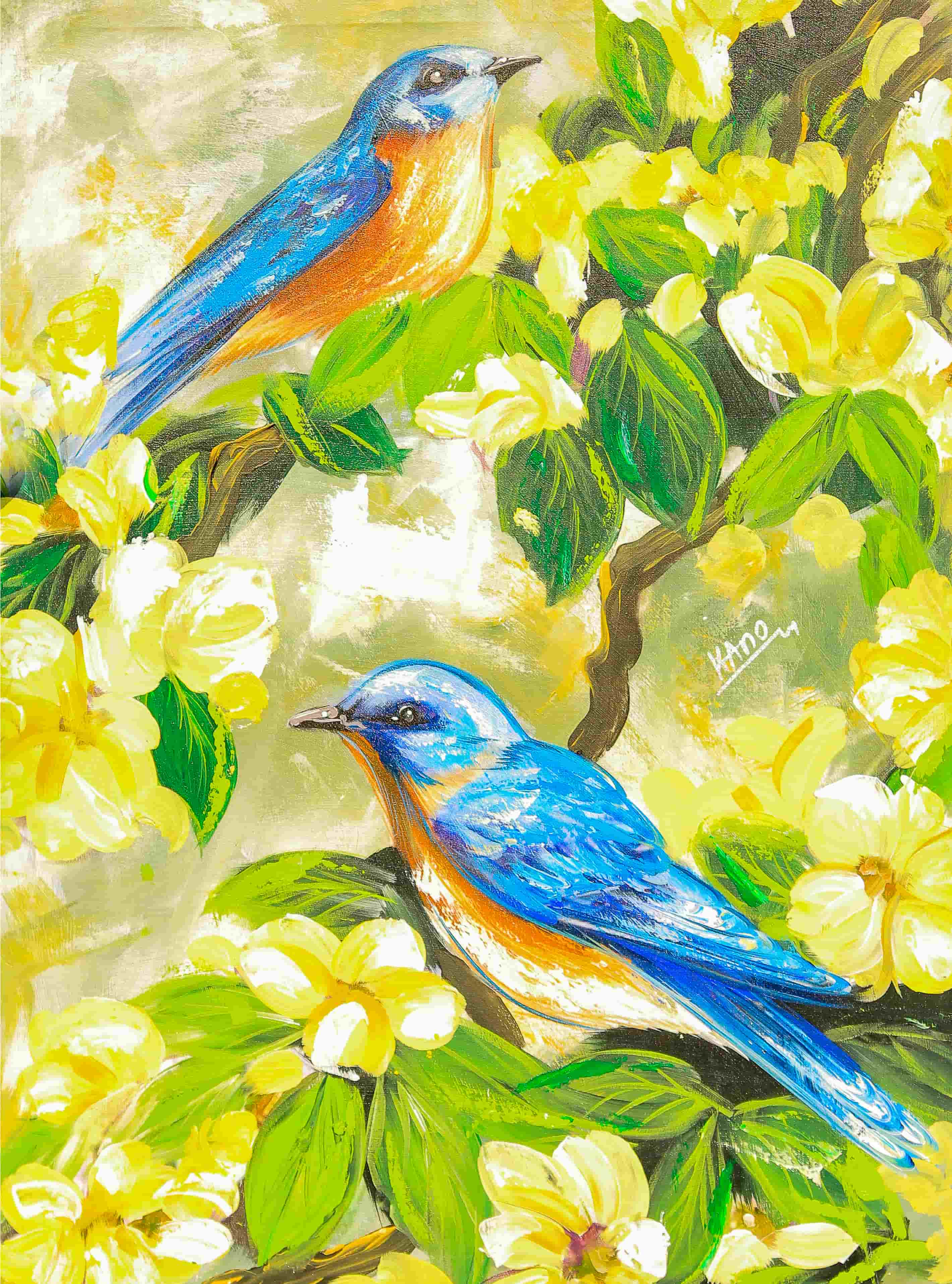 Two Birds in Blue